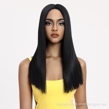Magic Hair 20 Inch Synthetic Straight Hair Lace Front Wig Natural Hairline Heat Resistant Fiber Hair Middle Part For Black Women